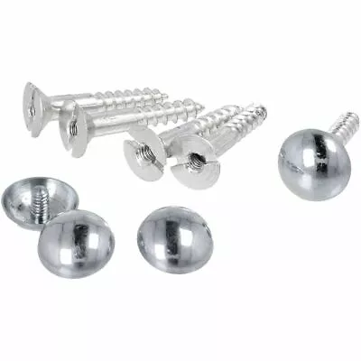 4 X MIRROR SCREWS 32mm POLISHED CHROME Dome Cap Head Cover Wall Bolt Fixing • £3.45