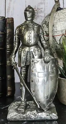 Standing Medieval Knight With Sword And Shield Figurine 7 Inch Tall Rocky Ground • $29.99