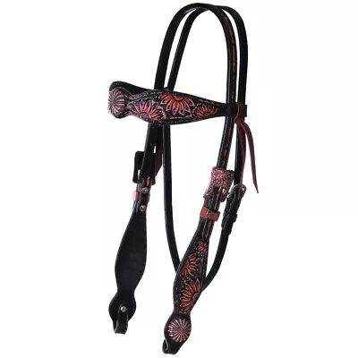 Circle Y Sunflower Tooled Leather Browband Headstall • $124.99