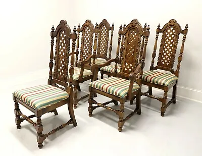 Mid 20th Century Walnut Spanish Baroque Style Dining Chairs - Set Of 6 • $2395