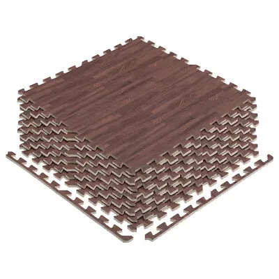 £25.95 • Buy 8/16/24x EVA Foam Floor Wood Effect Interlocking Gym Play Soft Tiles Mats Brown
