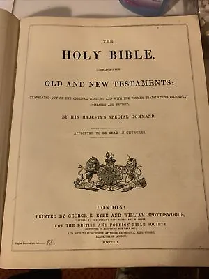 £15.96 • Buy Holy Bible Printed By George E Eyre And William Spottiswoode