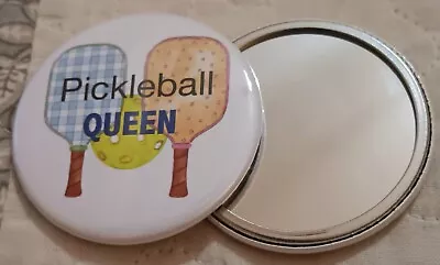 Hand Mini Small Pocket PICKLEBALL Round Cosmetic Makeup Compact Travel  Mirror  • $4.95