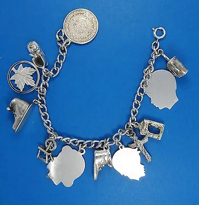 VINTAGE HEAVY STERLING CHARM & LINK BRACELET ~ 7  / 39.4 G • $100