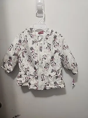 Disney Minnie Mouse Baby Girl's Hooded Puffer Jacket With Ears/Bow Size12 Mo • $21.90