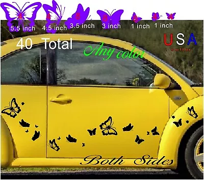 Butterfly 40 SET Outdoor Car Decal Graphic Choose Color Vw Golf Cart Girl Bling • $25.30