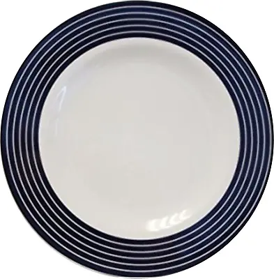 Flamefield Set Of 2 OR Individual Navy Blue Pinstripe Melamine DINNER Plates • £5.98