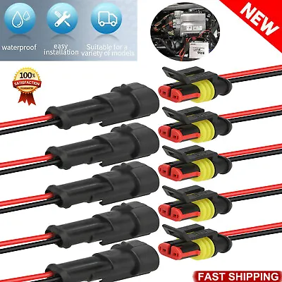12V 2Pin Cable Wire Connector Plug Waterproof Sealed For Electrical Car W/Wire • £4.18