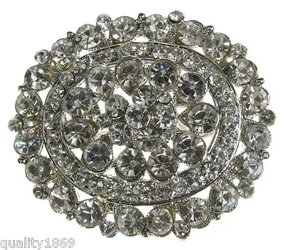 Silver Diamante Flower Brooch Vintage Pin Bridal Shoe Cake Decoration- New - Uk • £4.99