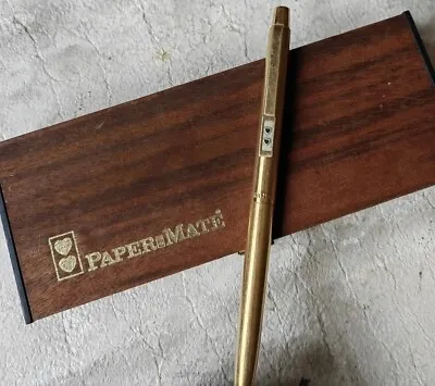 £11 • Buy Vintage PaperMate Gold Tone Mechanical Propelling Pencil. Wooden Box