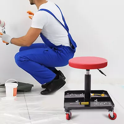 Adjustable Rolling Shop Stool Mechanics Work Garage Seat With Tool Tray Height  • $38.96