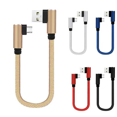 $3.96 • Buy 25cm Short Charging Cable Elbow 90 Degree Type C USB-C Phone Micro USB Cable