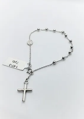 $204.04 • Buy 14K White Gold Bracelet / Rosary  7 Inches 2.3g