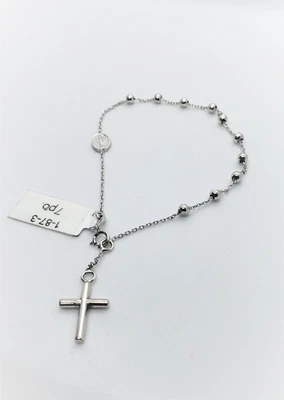 $204.04 • Buy 14K White Gold Bracelet / Rosary  7 Inches 2.3g