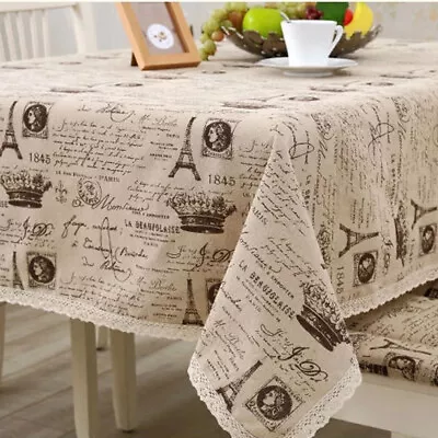 Eiffel Tower Print Tablecloth Rectangle Lace Table Cloth Cover For Kitchen Home • $8.12