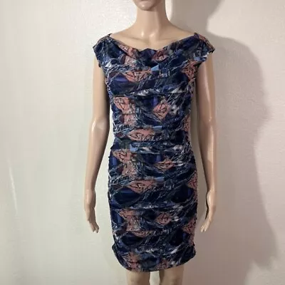 Vivienne Vivienne Tam Blue Mesh Nylon Knit Ruched Dress Size Small S • $49