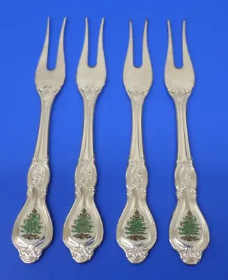 4 - Wallace Spode CHRISTMAS TREE Off White Insert Stainless PICKLE OLIVE FORKS • $38.95