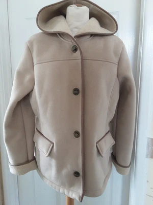 £22.99 • Buy JONES NEWYORK LADIES M Uk16 Faux Suede/sheepskin Lined Metal Toggle Coat.Hood 