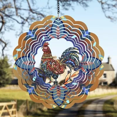 Rooster Metal Wind Spinners Stainless Steel Hanging Chicken Colorful Outdoor • $19.99