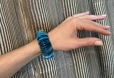 Women's Boho Shell Bracelet Stretch Blue Green Abalone • $8