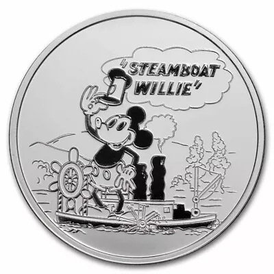 1 Oz Silver Round - Steamboat Willie BU • $38.58