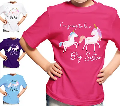 Im Going To Be A Big Sister T-Shirt Girls Unicorn Cute Reveal Tshirt Top Gift • £8.99