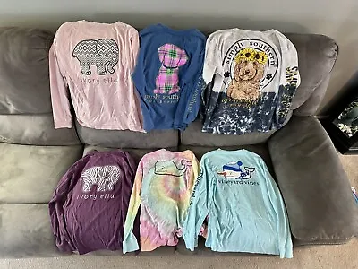 Girls Ivory Ella Vineyard Vines Simply Southern Long Sleeve Shirts Size 10-12 • $35