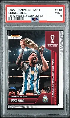 2022 Panini Instant Lionel Messi #118 Fifa World Cup Trophy - Psa 9 Mint • £59.99