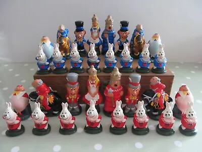 £120 • Buy Alice In Wonderland Chess Set Painted & Complete In A Wooden Box  Anne Carlton ?