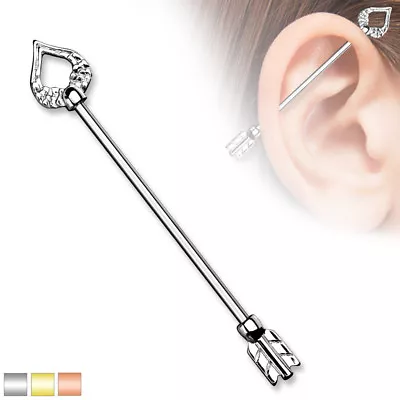 $7.75 • Buy 1pc Heart Arrow 38mm 1.5  Industrial Barbell - Choose Steel, Gold Or Rose Gold