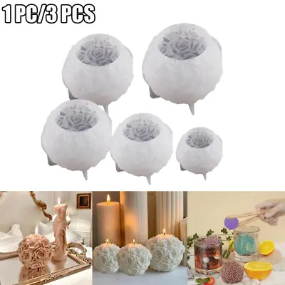 £5.44 • Buy DIY Rose Ball Shaped Silicone Aromatherapy Flower Candle Mold Soap Wax Moulds