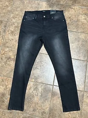 Ed Hardy Mens Black Denim Jeans Size 34 NEW NWT Slim Taper Fit Skull Patch • $60