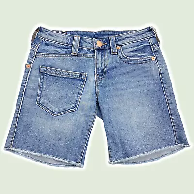 TRUE RELIGION Jayde Mid Rise Classic Denim Shorts Sz 26 • $22.95