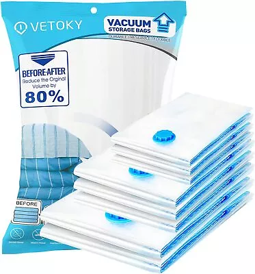 $19.99 • Buy Clothes Vacuum Storage Bag, 8 Space Saving Bags (2 Large/3 Large/3 Small)
