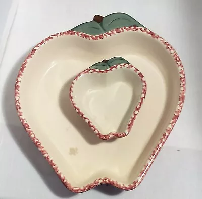 Red Apple Stoneware Chip & Dip Baking Dish Tender Heart Treasures • $25