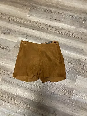 Rag & Bone Women's Suede Leather Short Shorts Tan Cognac Size 0 • $12