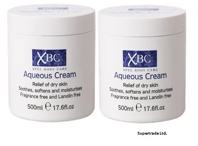 XBC Aqueous Cream Fragrance & Lanolin Free Relief Dry Skin Moisturiser 500ml X 2 • £6.70