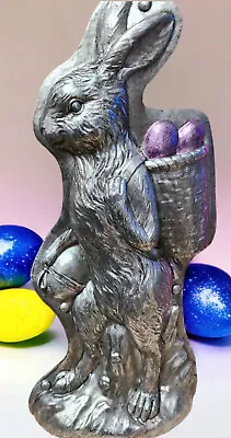 Vintage Antique Style Bunny Rabbit Faux Chocolate Tin Mold Silver Easter Spring • $36