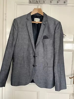 BNWOT H&M Conscious Collection Men’s Organic Cotton Linen Blue Blazer UK38 • £30