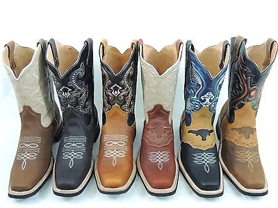 Men's Rodeo Cowboy Boots Genuine Leather Western Square Toe Botas Saddle Work  • $79.99