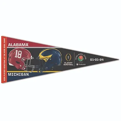 2024 Rose Bowl Michigan Wolverines Alabama Crimson Tide Semi Final Duel Pennant • $19.95