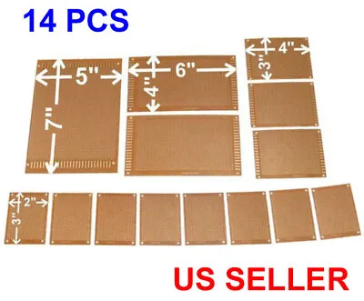 14pc PCB Kit Prototyping Single Sided Circuit Board Breadboard Stripboards • $10.99