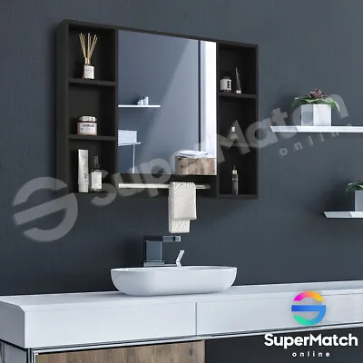 Bathroom Wall Mirror Cabinet Medicine Shaving Open Shelves Storage Organiser • $139.55