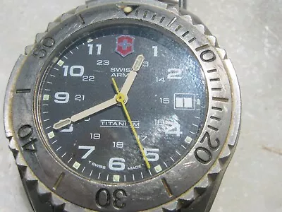 Mens Swiss Army Brand Titanium Watch Limited Edition Rare Military Quartz Vtg • $80