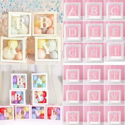 £5.98 • Buy A-Z Baby Shower Decor Gift Boxes Transparent Balloons Packing DIY Letter Cube