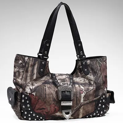 Women's Medium Handbags Studded Camouflage Shoulder Bag Fashion Hobo Purse Bag • $35.99