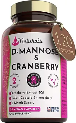 365 D-Mannose And Cranberry Capsules Vegan Supplement- (2 Months Supply) 1000mg • £20