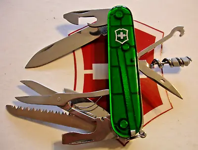Victorinox Translucent Emerald Green Huntsman Plus 18 Function Swiss Army Knife • $48.77