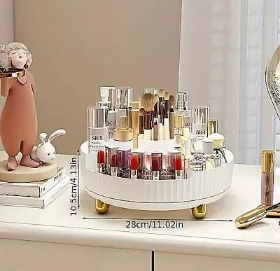 Makeup Rotating Storage Tray Makeup Cosmetics And Perfume Organizer Bathroom A • £14.99