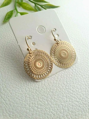 £3.56 • Buy Gold Mandala Round Drop Fashion Earrings With Gift Bag